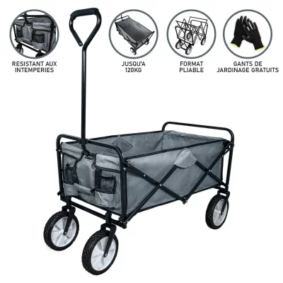 MONSTERSHOP Chariot Pliable de Jardin &ndash; Gris