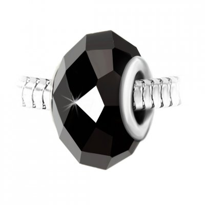 SO CHARM BIJOUX Charm perle cristal noir &agrave; facettes et acier par SC Crystal BEA0266