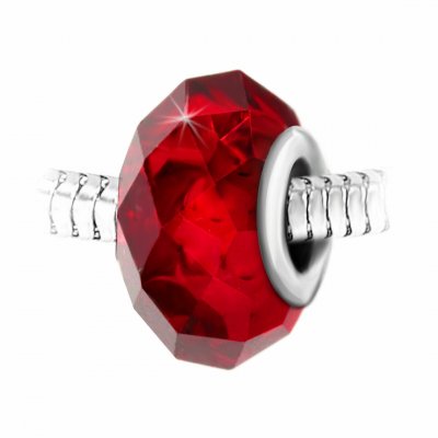 SO CHARM BIJOUX Charm perle cristal rouge &agrave; facettes et acier par SC Crystal BEA0011