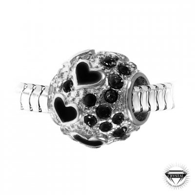 SO CHARM BIJOUX Charm perle orn&eacute; de cristaux de Boh&egrave;me par SC Crystal BEA0209-NOIR