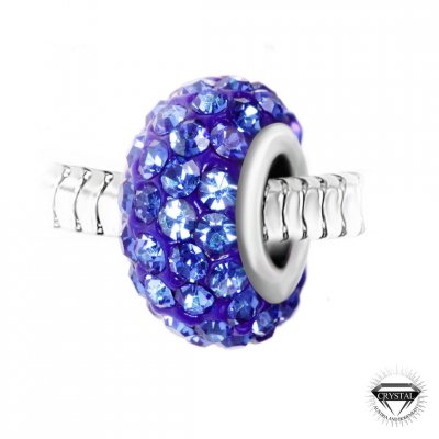 SO CHARM BIJOUX Charm perle pav&eacute; de cristaux bleus et acier par SC Crystal BEA0034
