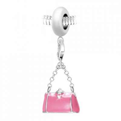 SO CHARM BIJOUX Charm perle Sac &agrave; main rose par SC Crystal Paris&reg;