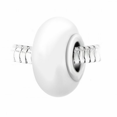 SO CHARM BIJOUX Charm perle verre blanc et acier par SC Crystal BEA0003