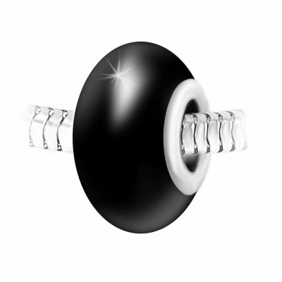 SO CHARM BIJOUX Charm perle verre nacr&eacute; noir et acier par SC Crystal