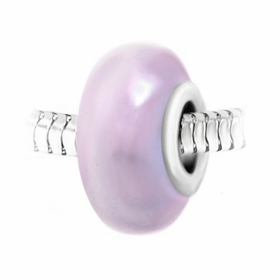SO CHARM BIJOUX Charm perle verre nacr&eacute; rose et acier par SC Crystal BEA0004
