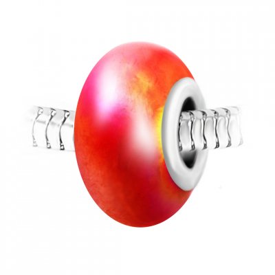 SO CHARM BIJOUX Charm perle verre nacr&eacute;e rouge et acier par SC Crystal BEA0120