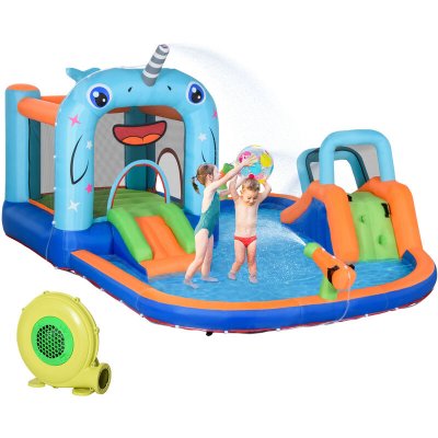 OUTSUNNY Ch&acirc;teau gonflable enfant mult 420x370x230cm Bleu