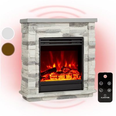 KLARSTEIN Chauffage &eacute;lectrique - Lienz - Fausse chemin&eacute;e - 1800W - T&eacute;l&eacute;commande - Polystone - Gris