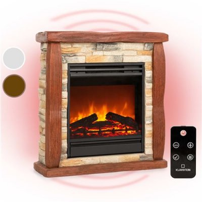 KLARSTEIN Chauffage &eacute;lectrique - Lienz - Fausse chemin&eacute;e - 1800W - T&eacute;l&eacute;commande - Polystone - Rouge/Brun