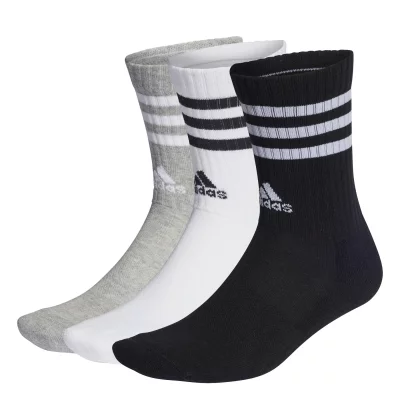 ADIDAS Chaussettes  Cushioned Stripes noir blanc gris (3 paires) - L