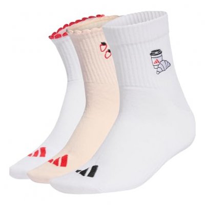 ADIDAS Chaussettes  imprim&eacute;es rose blanc (3 paires) - L