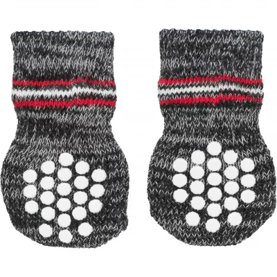 TRIXIE Chaussettes antid&eacute;rapantes grises pour chiens XXS-XS 