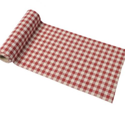 ARTIFETES CHEMIN DE TABLE VICHY LIN R&Eacute;TRO 15 CM X 5 M  Rouge
