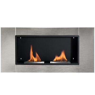 HOMCOM Chemin&eacute;e bio&eacute;thanol murale acier inox