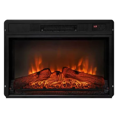 PURLINE Chemin&eacute;e &eacute;lectrique 2000W en verre tremp&eacute; noir avec t&eacute;l&eacute;commande
