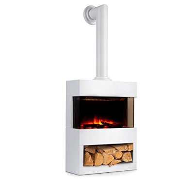 KLARSTEIN Chemin&eacute;e &eacute;lectrique 900/1800w simulation de flamme tuyau de po&ecirc;le blanc