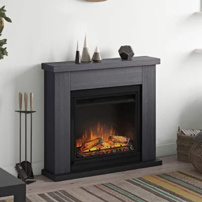 TAGU Chemin&eacute;e &eacute;lectrique compl&egrave;te 1500w avec temp&eacute;rature r&eacute;glable de 17&deg; &agrave; 27&deg; gris