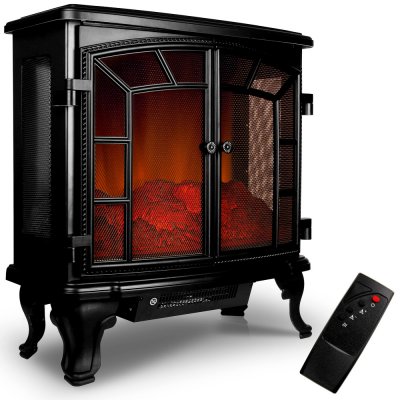 DEUBA Chemin&eacute;e &eacute;lectrique double porte avec chauffage effet feu de chemin&eacute;e