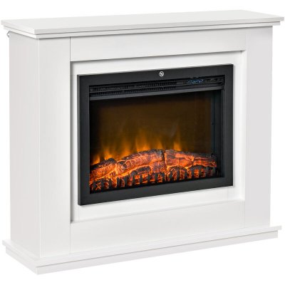 HOMCOM Chemin&eacute;e &eacute;lectrique grande ta 98x27x80cm Blanc