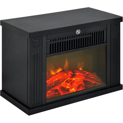 HOMCOM Chemin&eacute;e &eacute;lectrique  po&ecirc;le contemporain noir - thermostat 600-1200 W 