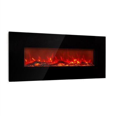 KLARSTEIN Chemin&eacute;e &eacute;lectrique Lausanne Long - 1600W 128cm T&eacute;l&eacute;commande Noir