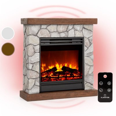 KLARSTEIN Chemin&eacute;e &eacute;lectrique Lienz - 1800 W t&eacute;l&eacute;commande pierre d&eacute;corative marron