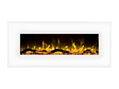 VENTE UNIQUE Chemin&eacute;e &eacute;lectrique murale LALITA - L110 x P14 x H49 cm - Blanc