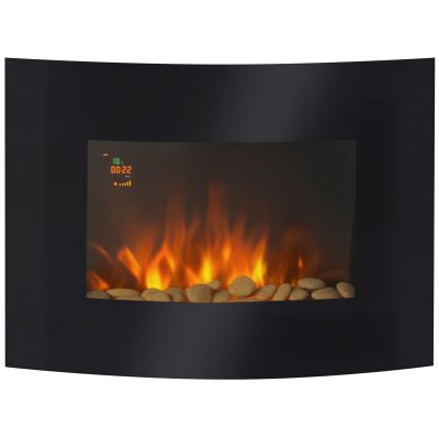 HOMCOM Chemin&eacute;e &eacute;lectrique murale LED noire