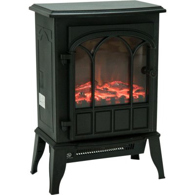HOMCOM Chemin&eacute;e &eacute;lectrique po&ecirc;le style r&eacute;tro noir