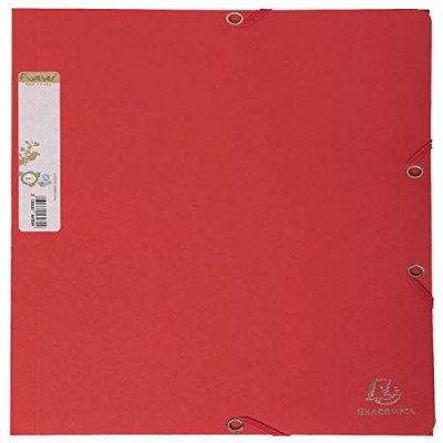EXACOMPTA Chemise 3 Rabats &Agrave; &Eacute;lastique Carte Recycl&eacute;e 380g/m2 A4 Rouge