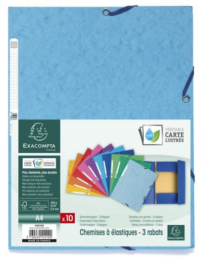 EXACOMPTA Chemise &agrave; &eacute;lastiques  3 rabats