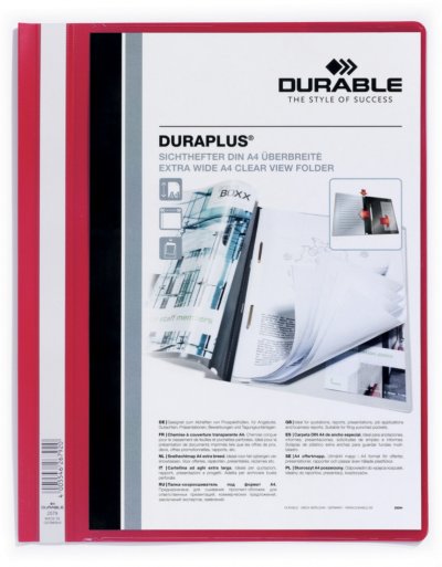 DURABLE Chemise duraplus personnalisable transparent rouge