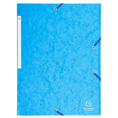 EXACOMPTA Chemise  Maxi Capacity - 3 rabats et &eacute;lastique - carte lustr&eacute;e 425g - coloris bleu azur