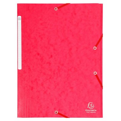 EXACOMPTA Chemise  Maxi Capacity - 3 rabats et &eacute;lastique - carte lustr&eacute;e 425g - coloris rouge