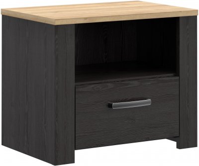 Chevet 1 tiroir 1 niche BOHOL ch&ecirc;ne noir FORTE 61,6 x 42 x 52 cm