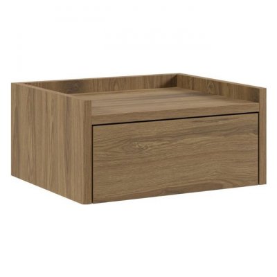 Chevet suspendu 1 tiroir aspect bois fonc&eacute; - DEKTER
