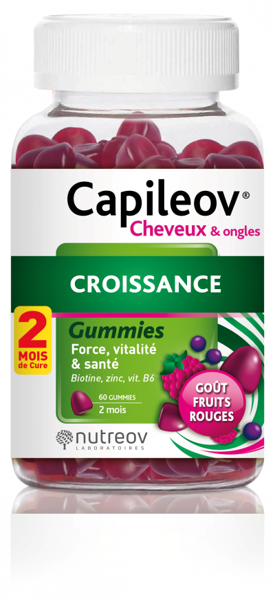 NUTREOV Cheveux & Ongles Croissance 60 gummies Go&ucirc;t Fruits rouges 