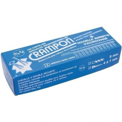 VINMER Cheville &agrave; expansion bleu - Crampon - Bo&icirc;te de 100 pi&egrave;ces - 
