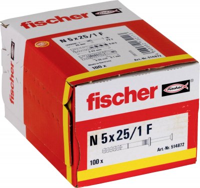 FISCHER Cheville &agrave; frapper avec collerette large N5X25/1F - 100 Pi&egrave;ces 