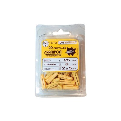 VINMER Cheville Crampon&reg; - Dimensions 2 &agrave; 5 mm - Vendu par 20 - Beige