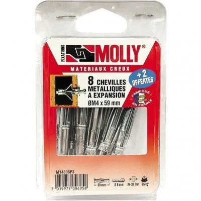 MOLLY Cheville  5x36mm+vis M5 C/10 Coque