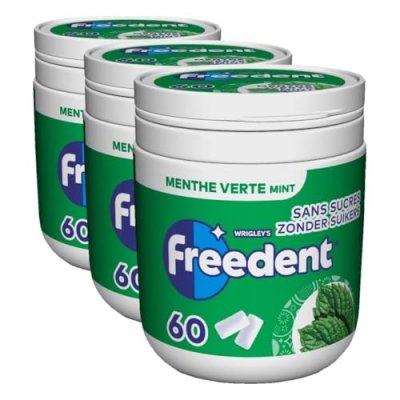FREEDENT Chewing-gum Sans Sucres Menthe Verte  - La Boite De 60 Drag&eacute;es - 84 G