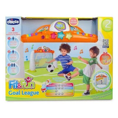 CHICCO  But de football blanc / orange 3 pi&egrave;ces 42 x 45 x 10 cm
