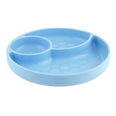 CHICCO -plat a compartiment en silicone avec ventouse - bleu - 12m+