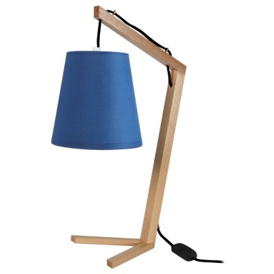 TOSEL CHICKEN FOOT Lampe a poser Bois hetre - 28x28x51cm - Bois/Bleu/Bleu