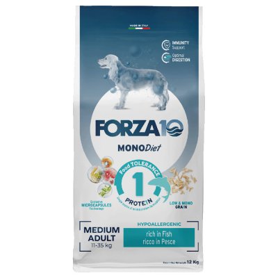 FORZA10 DIET DOG Chiens Adultes de Grande Taille Medium Diet Poisson 12 KG Forza10