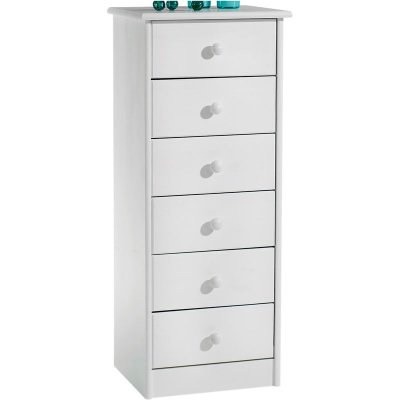 Chiffonnier en pin RONDO, 6 tiroirs, lasur&eacute; blanc 