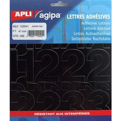 APLI AGIPA Chiffres et symboles autocollant 47 x 31 mm noir - 