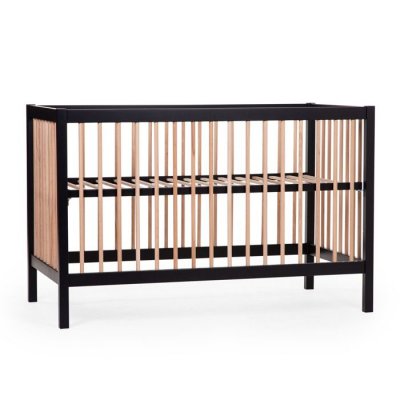 CHILDHOME  Lit &agrave; barreaux 97 bois noir/naturel 60x120 cm