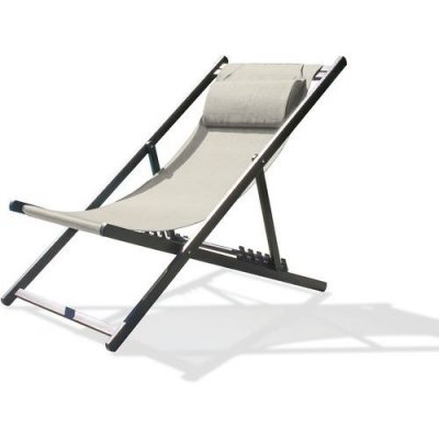CITYGARDEN Chilienne de jardin en toile plastifi&eacute;e grise et aluminium anthracite